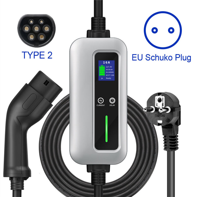 mode 2 ev charger 3 6kw 16a portable charging cable electric car charger with type 2 plug