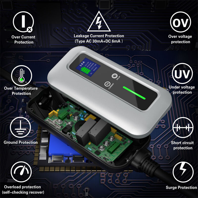 mode 2 ev charger 3 6kw 16a portable charging cable electric car charger with type 2 plug
