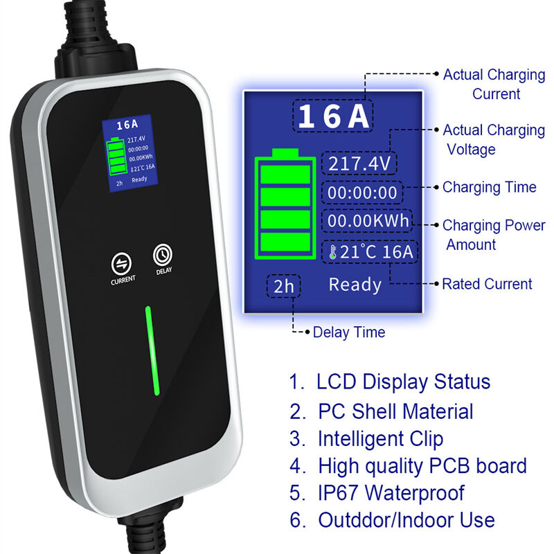 Mode 2 EV Charger 3.6kW 16A Portable Charging Cable Electric Car Charger with Type 2 Plug